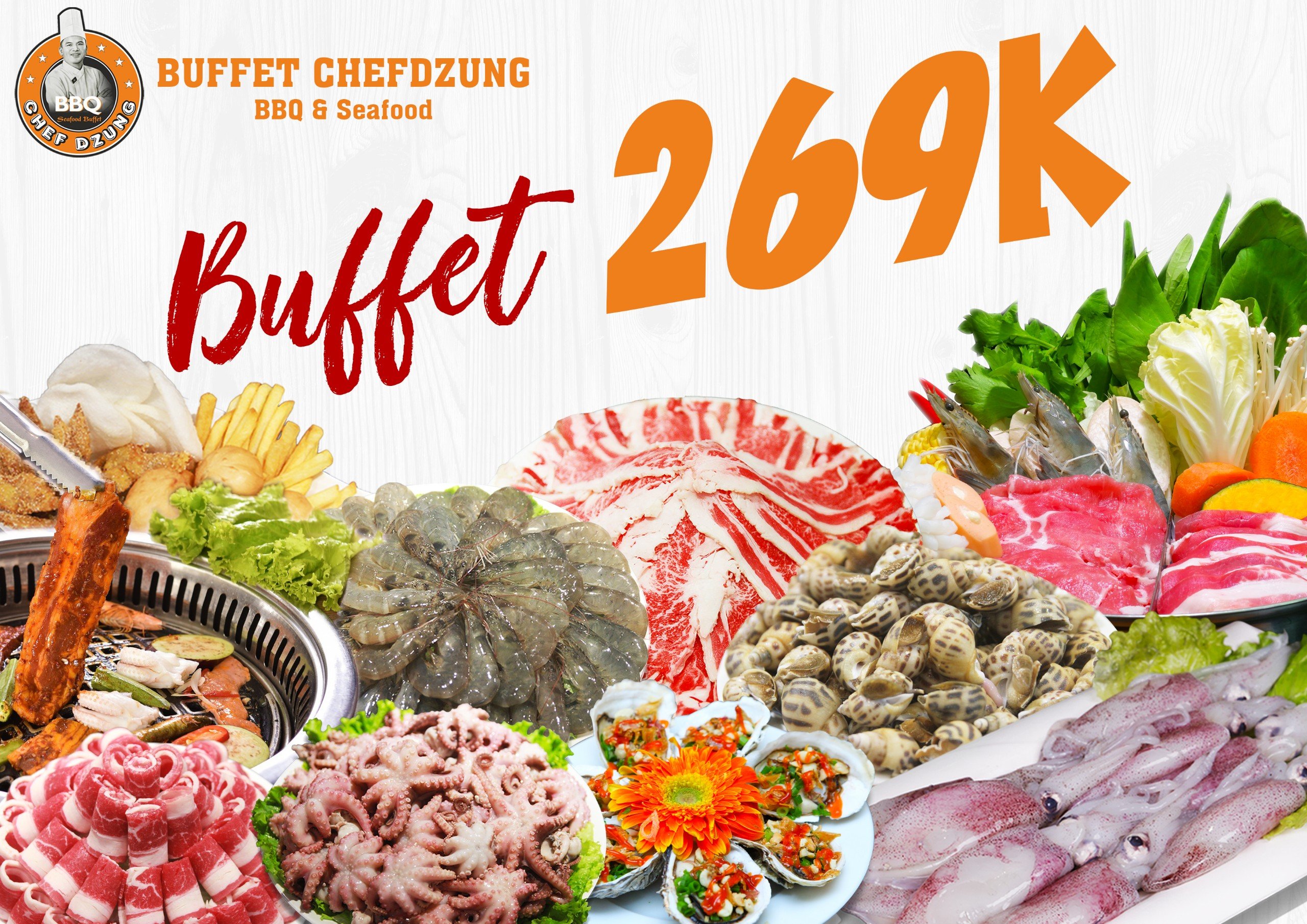 BUFFET CHỈ 269K - GẮP THẢ GA HẢI SẢN NƯỚNG LẨU TẠI CHEFDZUNG