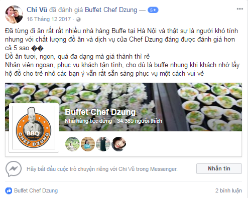 Nhà Chef Dzung lại nhận thêm cơn mưa lời khen từ khách hàng